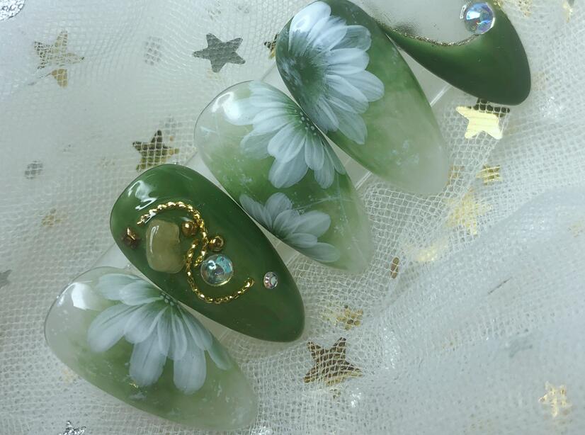 麗竹美甲學(xué)校作品:平面彩繪美甲