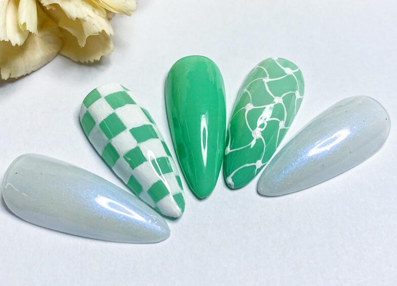 棋盤美甲，南寧美甲學習作品欣賞