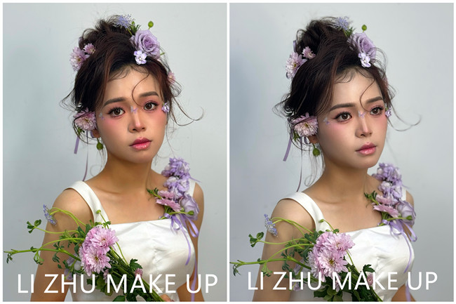 鮮花抽絲造型，南寧化妝高彩造型學(xué)校作品欣賞