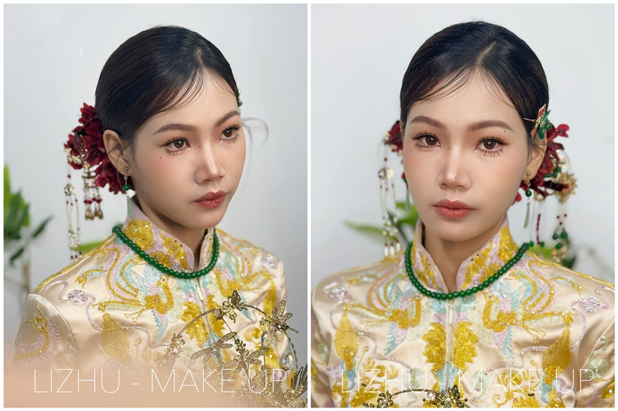 龍鳳褂新娘造型解析，廣西新娘化妝跟妝